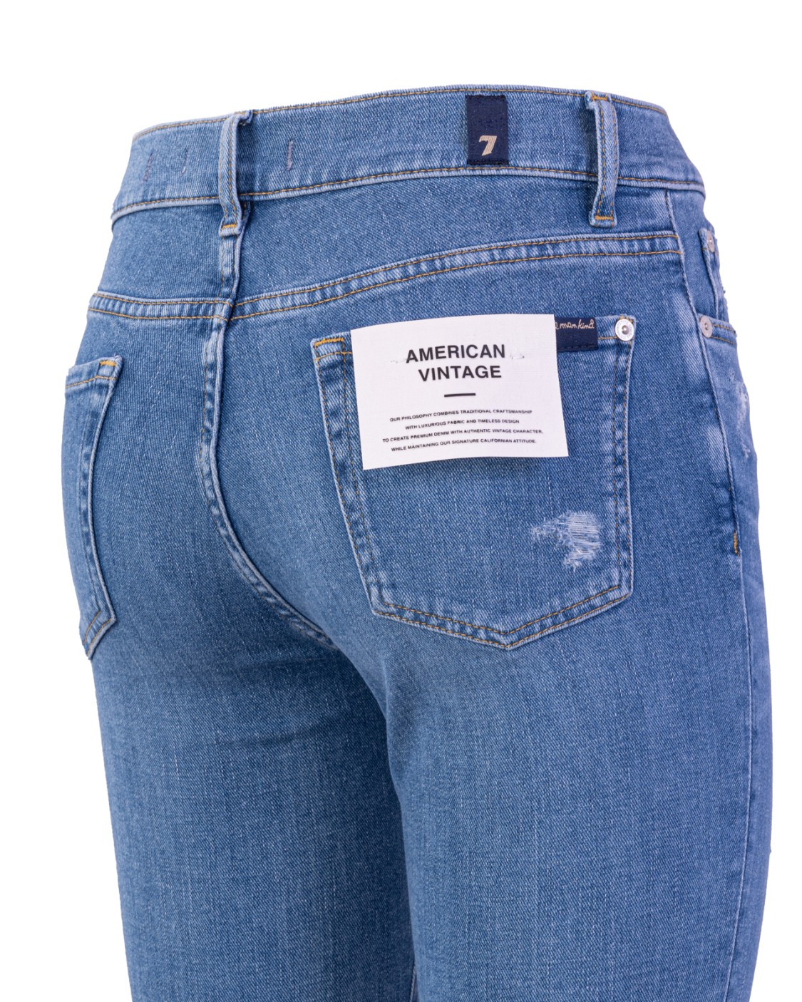 shop SEVEN  Jeans: 7 for all Mankind denim jeans elasticizzato.
Modello: the straight crop.
Lunghezza alla caviglia.
Fondo leggermente scampanato.
Orlo a taglio vivo.
Vita media.
Composizione: 92% cotone 6% elastomultiester 2% elastane.
Made in Tunisia.. JSYXR510SK-LIGHT BLUE number 1134367